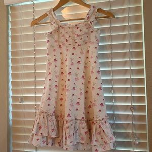 Ralph Lauren Cottage Core Summer Cotton Cream & Pink Floral Girls Size 6 Dress